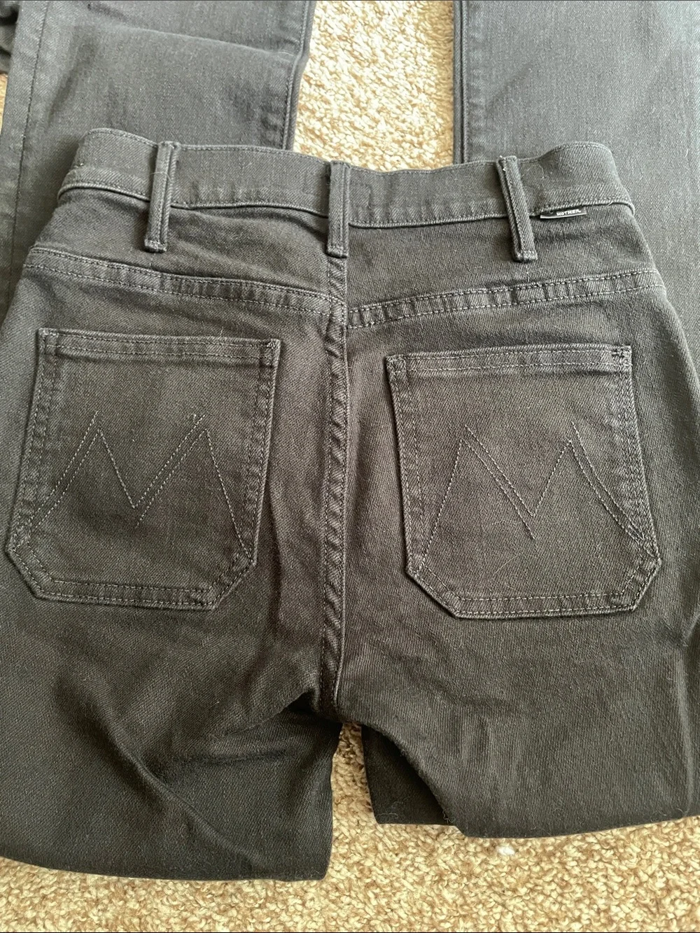 Mother black high waisted patch pocket insider ankle